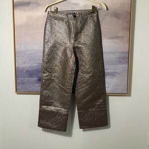 Madewell Metallic Bronze Wide Leg Slim Emmett Crop Pants